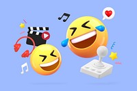 3D emoticons enjoy game and music illustration