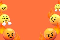 Angry emoticon border background, 3D rendering design