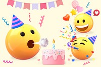 3D birthday party emoticon illustration