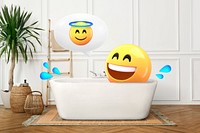 Smiling emoji, happy time in bath