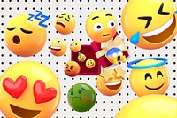 Cute emoticons background, 3D illustrations