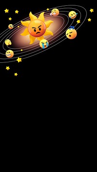 Emoticon solar system mobile wallpaper, 3D rendering background