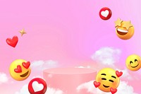 Emoticon product background, pink 3D design