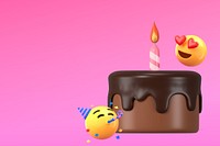 3D birthday cake background, 3D emoticon graphics