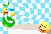 Distorted emoticons background, cute 3D design