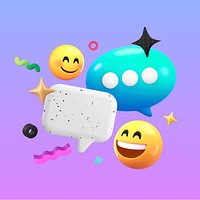 3D texting emoticons, purple gradient design