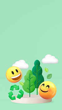 3D environment emoticons mobile wallpaper, green background