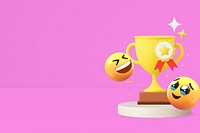 3D winning emoticon background, trophy illustration