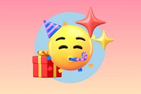 3D party emoticon, celebrate illustration