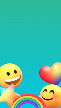Cute happy emoticons phone wallpaper, 3D rendering background