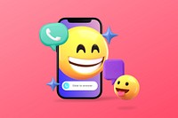 Happy emoticons video call on the phone