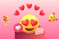 3D food lover emoticon, heart-eyes illustration