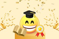 3D graduation emoticon, education illustration