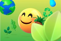 3D green environment emoticon illustration