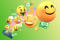 E-commerce growing revenue, money emoticon graphics