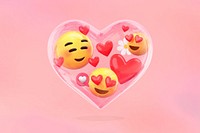 3D love emoticons, Valentine's heart-shaped balloon illustration