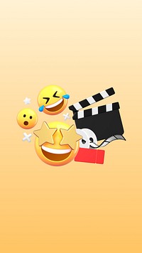 Movie time iPhone wallpaper, 3D emoticon illustration