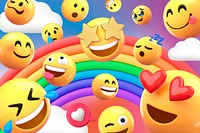 Cute emoticons background, 3D colorful design