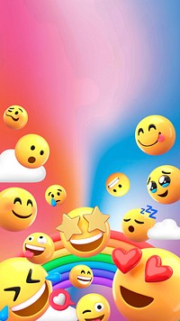 Cute emoticons mobile wallpaper, 3D colorful background