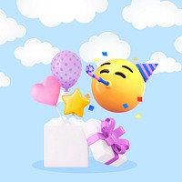 3D birthday party emoticon illustration
