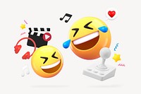 3D emoticons enjoy game and music illustration