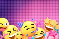 Pink grid background, 3D party emoticons border