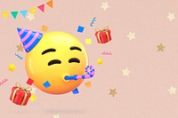 Birthday party emoticon background, pink design