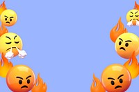 Angry emoticon border background, 3D rendering design