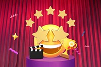 3D film award background, star-eyes emoticon