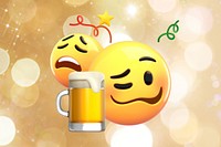 3D emoticons drinking beer celebration illustration