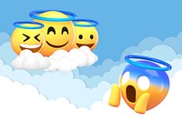 Shocking angel emoticon background, heavenly sky