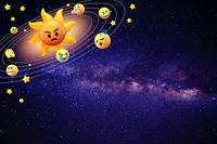 Galaxy emoticons background, solar system graphics