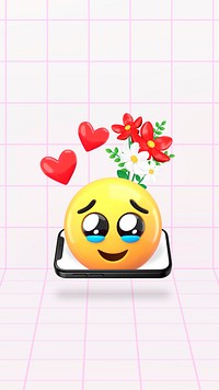 Happy teary-eyes emoticon phone wallpaper, 3D emoticon background