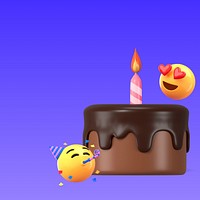 3D birthday cake background, 3D emoticon graphics