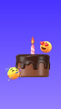 3D birthday cake iPhone wallpaper, emoticons background