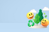 3D environment emoticons background, blue design