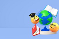 3D education emoticons background, blue design