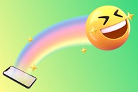 3D happy emoticon background, mobile phone design