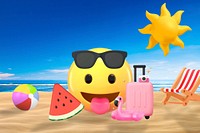 Summer travel 3D emoticons illustration