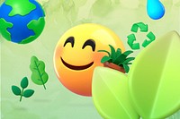 3D environment emoticon, green illustration