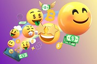 E-commerce growing revenue, 3D money emoticons design