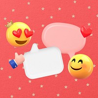 Valentine's messages background, 3D speech bubbles emoticons