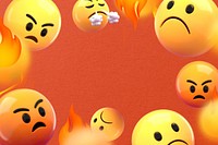 Angry emoticon border background, 3D rendering design