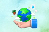 3D sustainable globe, hand presenting Earth