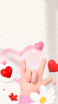 3D Valentine's Day iPhone wallpaper, pink hearts background