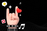 3D rock hand background, music lovers concept