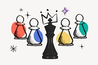 Chess pieces doodle, business teamwork