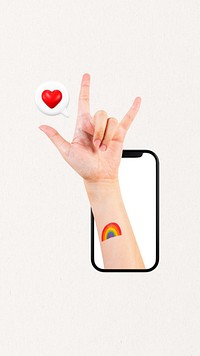 ILY hand sign mobile wallpaper, LGBTQ love background