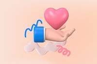 Hand presenting heart background, 3D love graphic