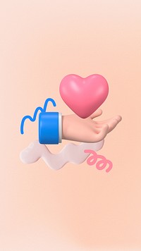Hand presenting heart phone wallpaper, 3D love background
